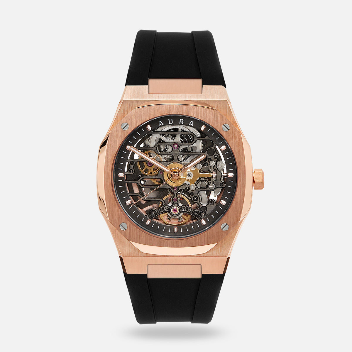 Android, Black ceramic and rose Gold automatic Skeleton Watch Affordable Luxury Rose Gold Mechanical Skeleton Diamond  main image 4