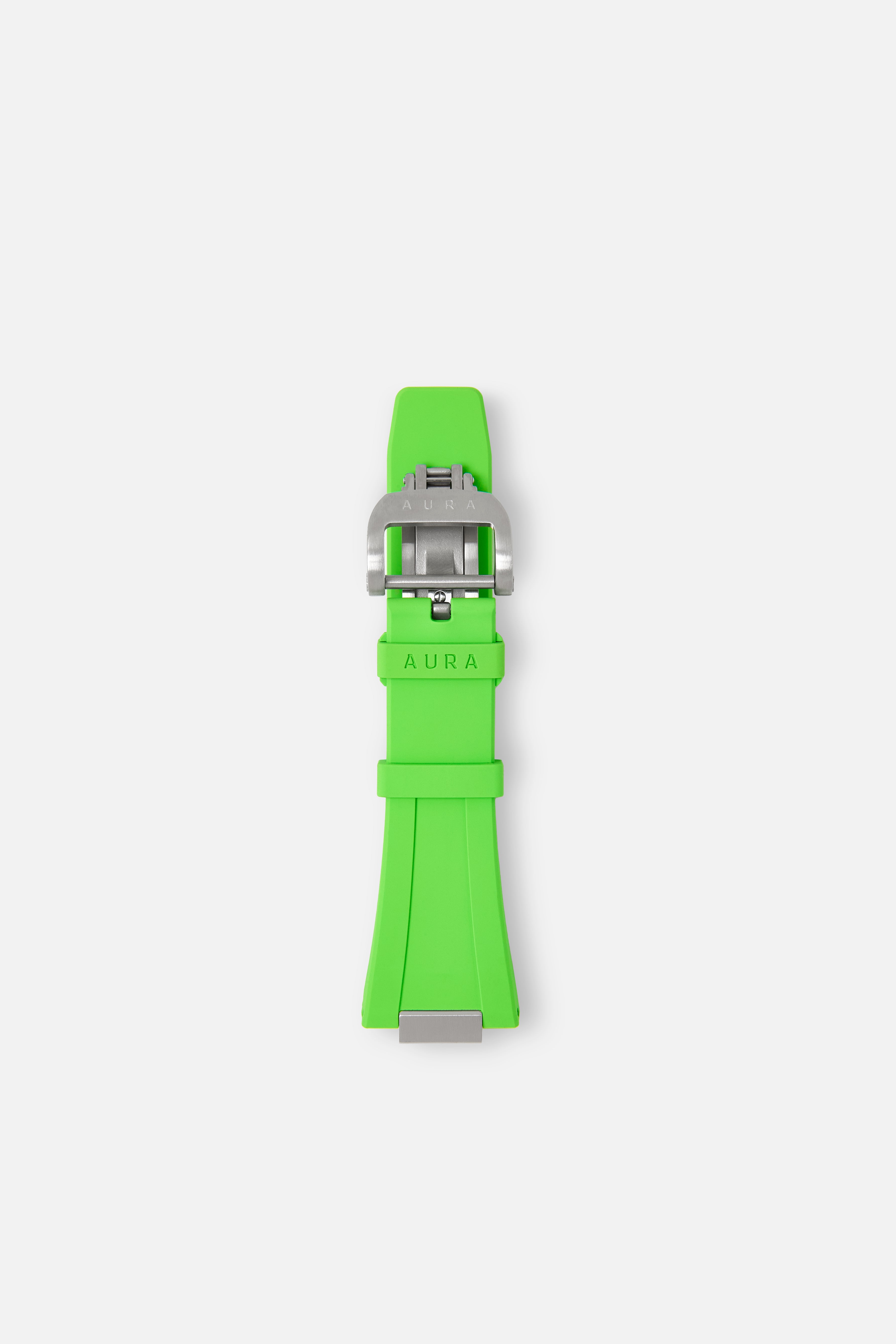 FKM Rubber Strap: Neon Green/Steel