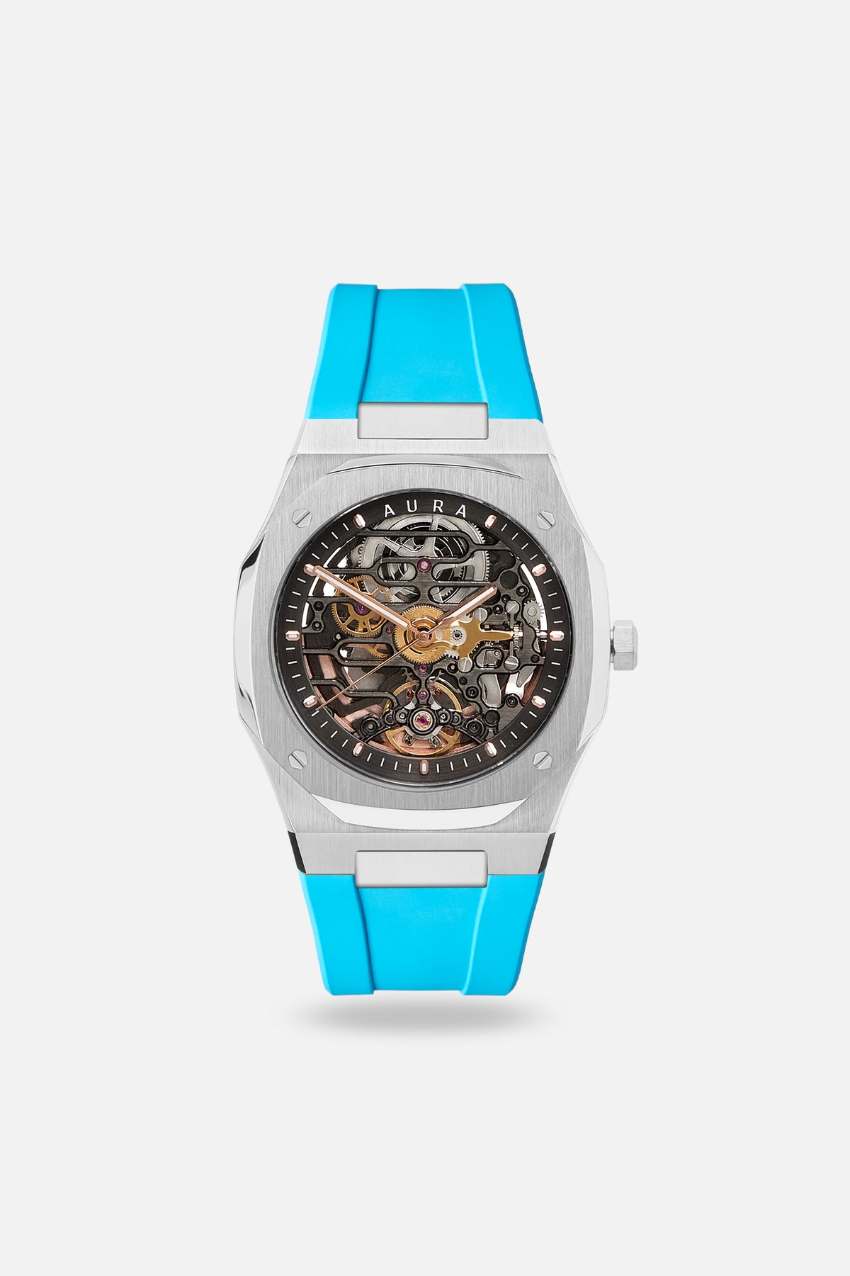 FKM Rubber Strap: Sky/Steel