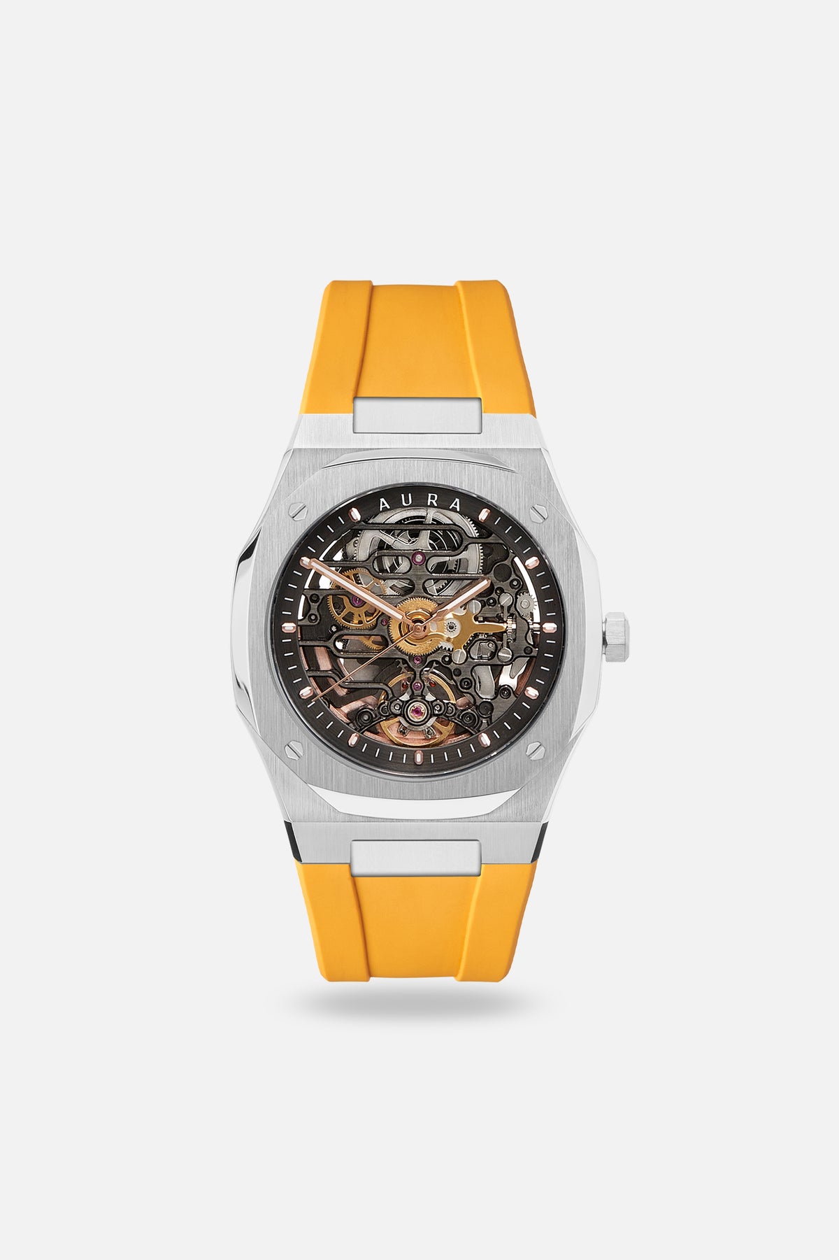 FKM Rubber Strap: Apricot/Steel